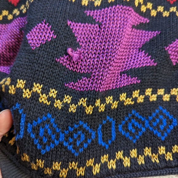 Vintage All Week Cardigan Sweater Women's Large Geometric Embroidered Beaded - Picture 9 of 11